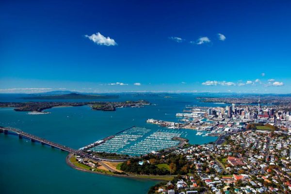 Blick von oben auf Auckland Praktikum im Ausland Neuseeland