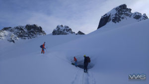 ski guide training in action