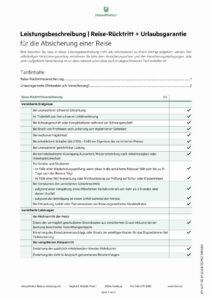 Leistungsbeschreibung Hanse Merkur RRV Teil 1 für Edu-Seasons Sprachreisen Reiseversicherungen